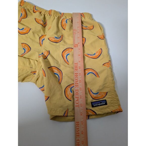 Patagonia Melon Printed 6” Baggies Mens Size XS Yellow Mesh Lined Swim Trunks - Picture 12 of 12